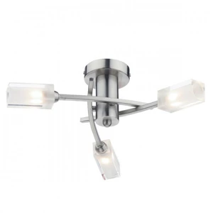 Luminaire Center Plafonnier Morgan chrome satiné et verre 3 ampoulesVendu parmanomano