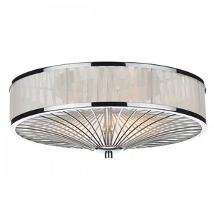 Dar oslo - Plafonnier Crystal Flush Chrome Poli, Blanc, 3x E27