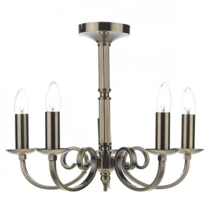 Luminaire Center Suspension Murray laiton antique 5 ampoules pas cher