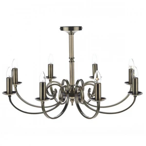 Luminaire Center Suspension Murray laiton antique 8 ampoules