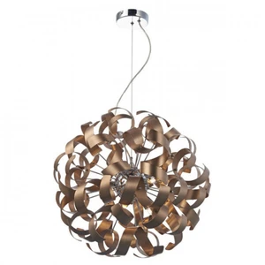 DAR LIGHTING Suspension Rawley cuivre brossé et chrome poli 9 ampoules