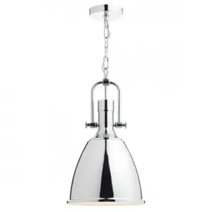 Luminaire Center Suspension Nolan chrome poli 1 ampoule pas cher