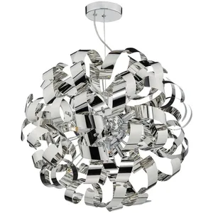 Luminaire Center Suspension rawley chrome poli et chrome poli 9 ampoules