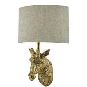 Dar Lighting - dar sophie - Mur d'or avec abat-jour en lin naturel pas cher