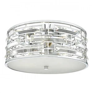 Luminaire Center Plafonnier Seville chrome poli et cristal 3 ampoulesVendu parmanomano
