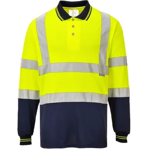 Polo bicolore manches longues - xs - Jaune/Marine Portwest pas cher