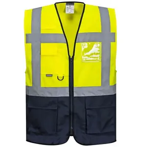 Portwest C476YNRS Warsaw Executive Vest, Regular, Small, Yellow/Navy