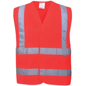 Comparateur de prix : Portwest - Gilet Haute-Visibilité Baudrier Double Ceinture Rouge l/xl
