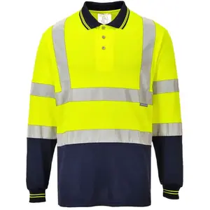 Portwest Polo bicolore manches longues, Couleur: Jaune/Marine, Taille: M, S279YNRM