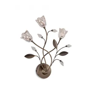 Applique 3 ampoules Cindy, laiton antique et verre pas cher