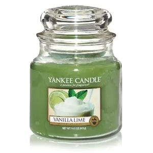 Yankee Candle bougie moyenne jarre, « Vanille et citron vert » pas cher