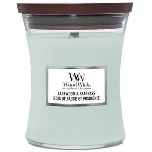 WoodWick Bougie jarre - Bois de sauge & posidonie - Moyen modèle - 275 g pas cher