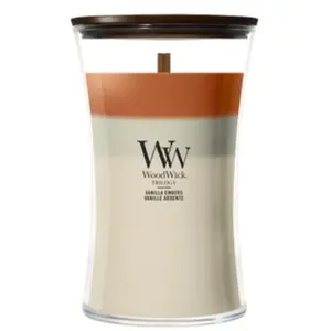 WoodWick Trilogy Vanilla Embers Bougie parfumée 1000 g pas cher