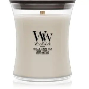 WoodWick, Bougie parfumée, Tonka & Almond Milk medium Jar (275 g) pas cher