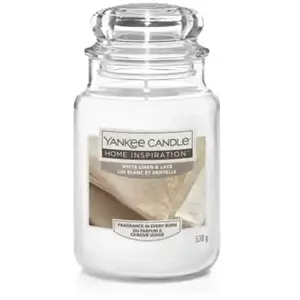 Bougie Grande - Lin Blanc Et Dentelle Yankee Candle - La Bougie pas cher