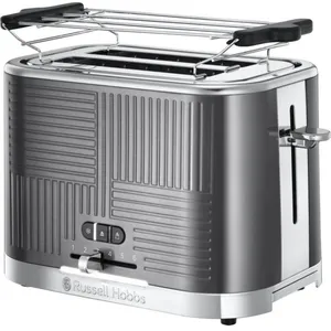 Russell Hobbs Geo Steel 25250-56 - Grille-pain - 2 tranche - 2 Emplacements - gris métallurgique avec des accents polis pas cher
