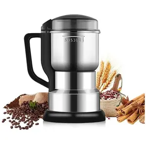 PRUMYA Moulin à café Multifonctionnel, 300w 35000RPM Moulin à Grains & Café & Épices, Acier Inoxydable,Conception de Sécurité,CapacitéVendu parcdiscount