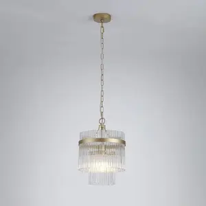 Searchlight Suspension Lara, Ø 26 cm, dorée/transparente, verre/métal pas cher