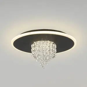 Searchlight Plafonnier LED Deluge, noir, Ø 32 cm, métal/acrylique pas cher