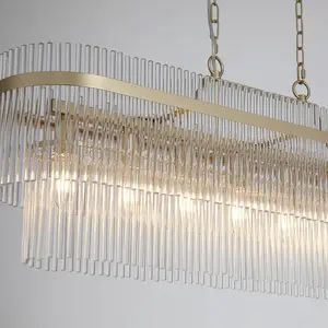 Searchlight Suspension Lara, longueur 98 cm, doré/transparent, verre/m...Vendu parluminaire