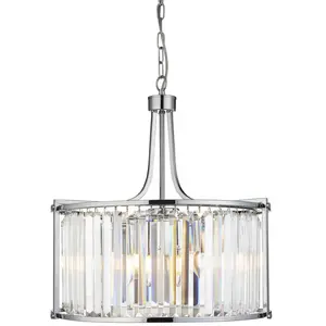 Searchlight Suspension Victoria, chromé, verre cristal, 50 cm, E27 pas cher
