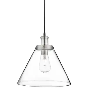 Searchlight Suspension Pyramid, argent/clair, verre, Ø 29 cm, E27 pas cher