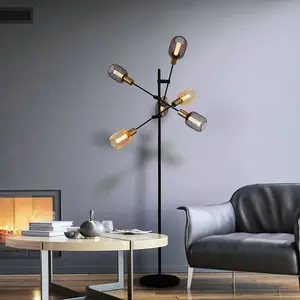 Comparateur de prix : Searchlight ARMSTRONG Lampadaire à 6 flammes noir et laiton