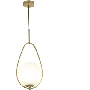 Searchlight Suspension Avalon avec abat-jour en verre, dorée pas cher