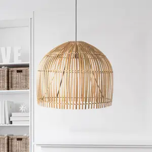 Searchlight Suspension Bali, Ø 60 cm, bambou, bois clair, E27