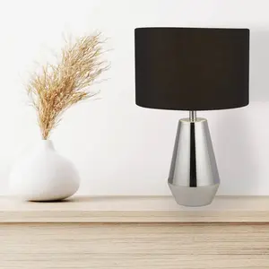 Searchlight Lampe à poser Laynie, gris/noir, métal/textile, 24 cm, E14 pas cher
