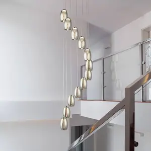Searchlight Suspension LED Cyclone, 12 lampes, fumé, verre