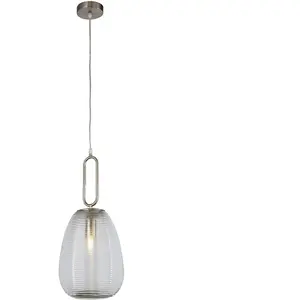Searchlight Suspension Elixir, nickel/clair, verre, Ø 24 cm, E27 pas cher