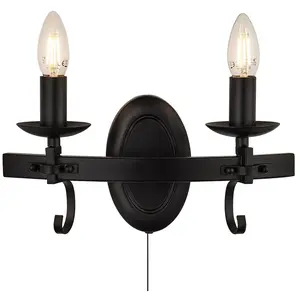 Searchlight CARTWHEEL - Applique murale à 2 ampoules, noir pas cher