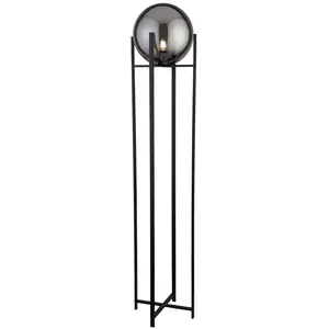 Comparateur de prix : Searchlight Lampadaire déco métal verre noir fumé e27 60w - D33 x H159 cm