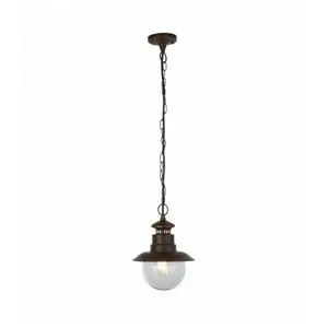 SEARCHLIGHT Suspension d'extérieur station 1 ampoule - brun rustique avec verre transparent