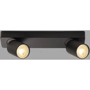 Searchlight Plafonnier Spotlight, noir, à 2 lampes, aluminium, GU10 pas cher