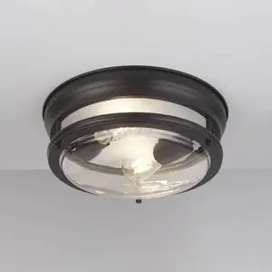 Glasgow Plafonnier à 2 ampoules, noir, verre transparent - SearchlightVendu parluminaire