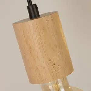 Searchlight Spinny Suspension De Plafond À 5 Lumières - Bois Et Métal Noir pas cher