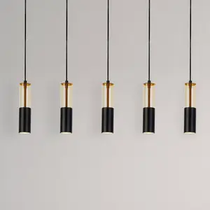 Searchlight Suspension Merrygold, noir/ambre, métal, GU10, à 5 lampes. pas cher