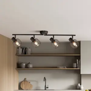 Searchlight Spot pour plafond Meshy, noir, métal, 4 lampes, E14, 79 cmVendu parluminaire