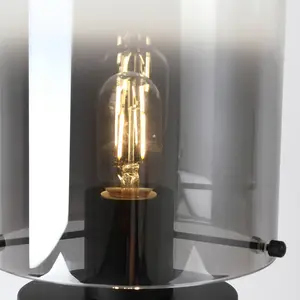 Searchlight Lampe à poser Sweden, noir/gris fumée, acier, verre, E27 pas cher