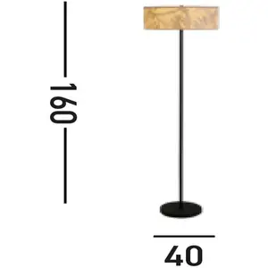 Searchlight Lampe sur pied Isla, Ø 40 cm, marron, beige, bambou, acier pas cher
