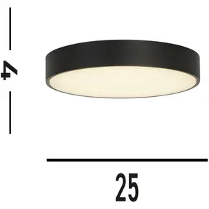 Searchlight Plafonnier LED Palma, noir, Ø 25 cm, acier/acrylique pas cher