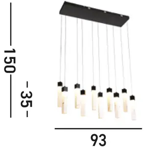 Searchlight Suspension LED Moonbeam à 10 lampes, noir, blanc, métalVendu parluminaire