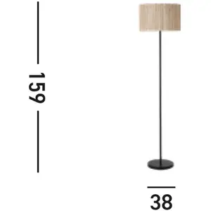 Searchlight Lampe sur pied Meadow, noir, marron, fibre naturelle, acie... pas cher