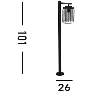 Searchlight Borne lumineuse Reed, IP44, noir, hauteur 100 cm, métal