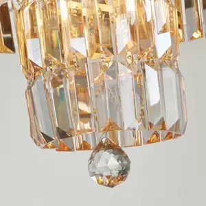 Searchlight Plafonnier Empire, laiton, 4 lampes, verre cristal, IP44 pas cher