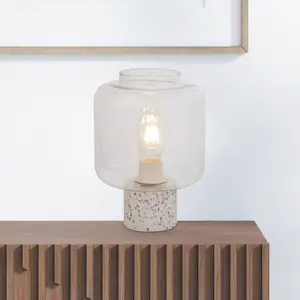 Searchlight Lampe à poser X Vessel, blanc / clair, béton, verre pas cher