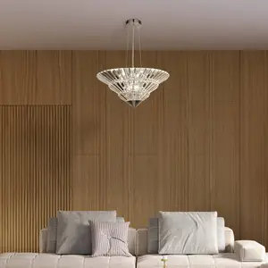 Searchlight Suspension Savannah, à 8 lampes, verre cristalVendu parluminaire