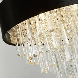 Searchlight Suspension Glamour, cristal de verre, noir, G9, Ø 45,4 cm pas cher